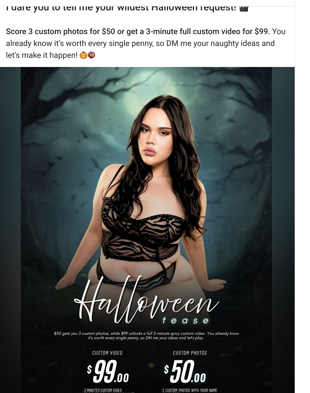 Promotional graphic on the feed