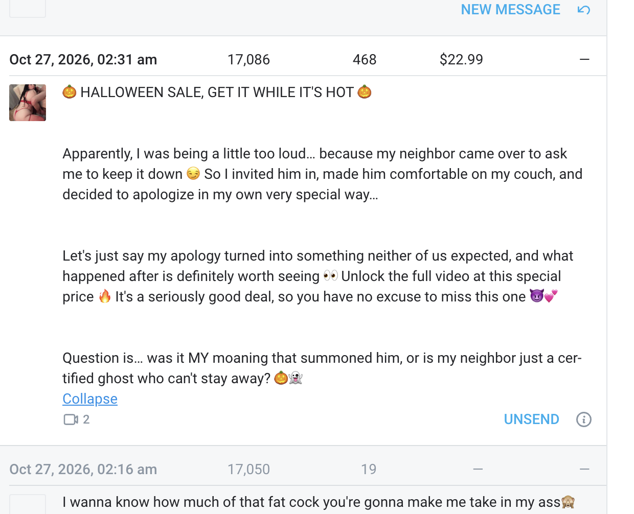 Accumulated PPV messages